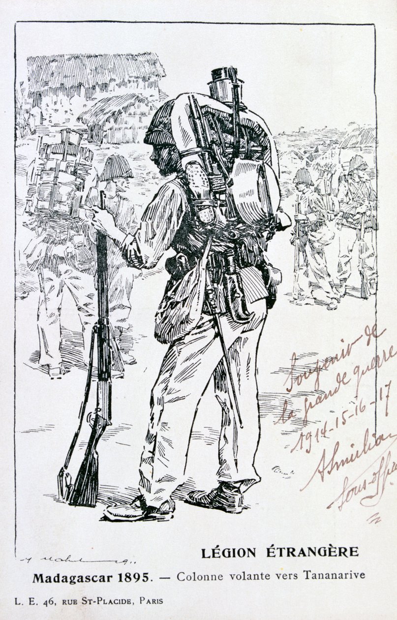 Una columna de la Legión Extranjera Francesa avanzando hacia Tananarive, Madagascar, 1895 de Unbekannt