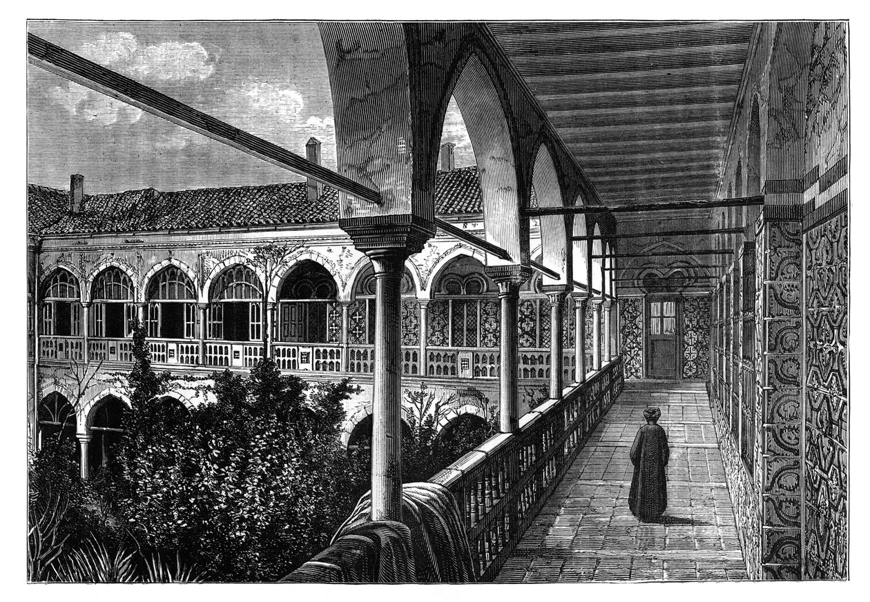 Una galería en el palacio de Constantina, Argelia, c1890 de Unbekannt