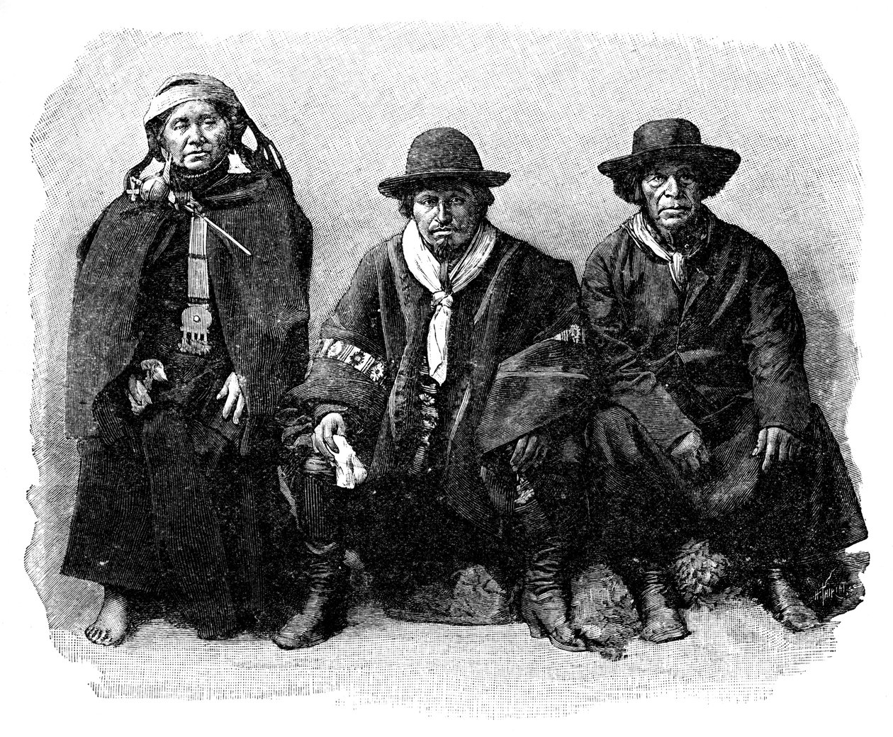 Un grupo de araucanos, Chile-Argentina, 1895 de Unbekannt