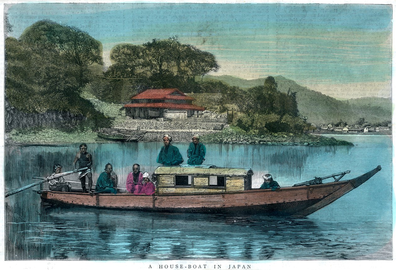 Una casa-barco en Japón, 1888 de Unbekannt