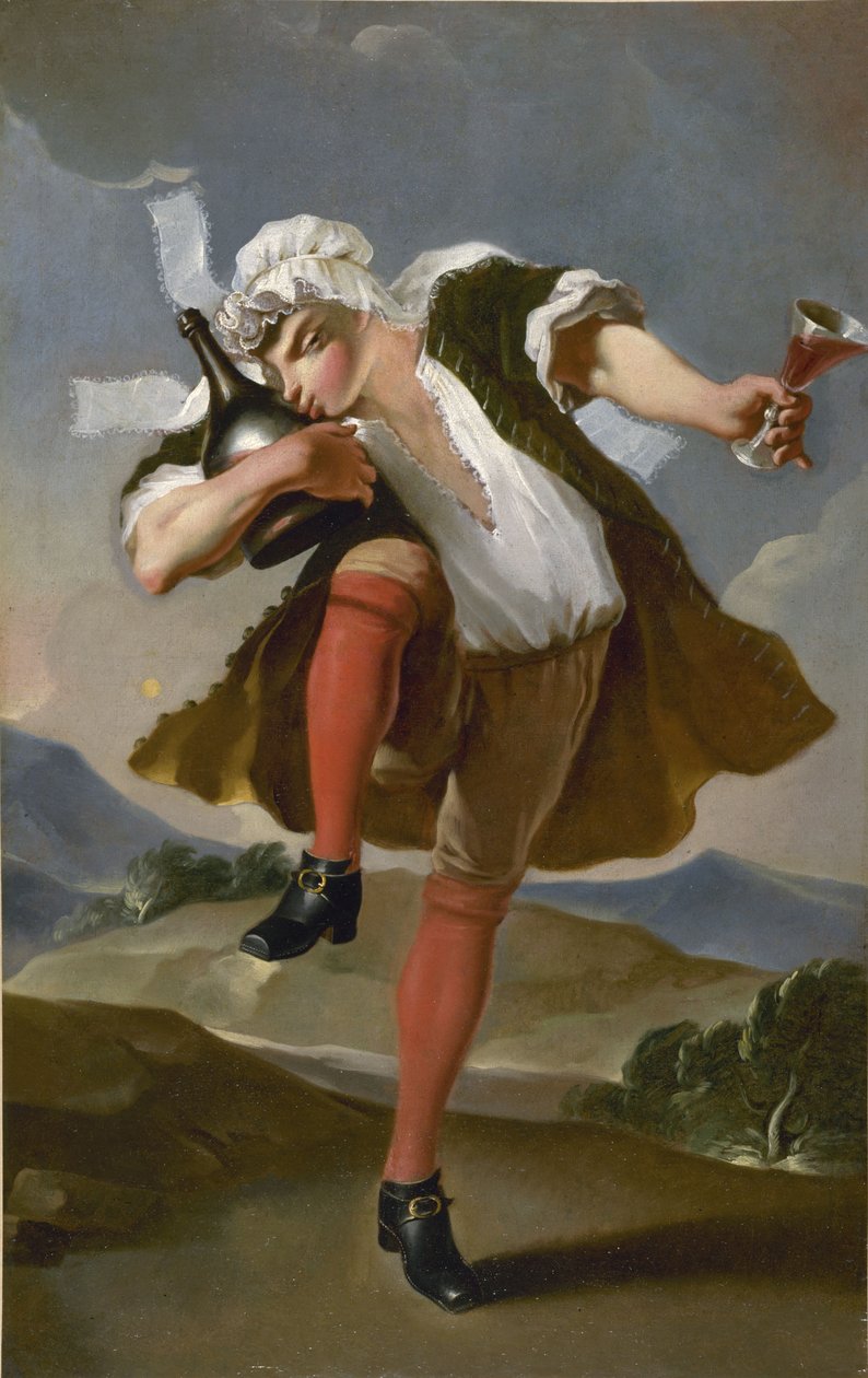 A la bonne bouteille. Letrero de un comerciante de vinos, entre 1780 y 1800 de Unbekannt