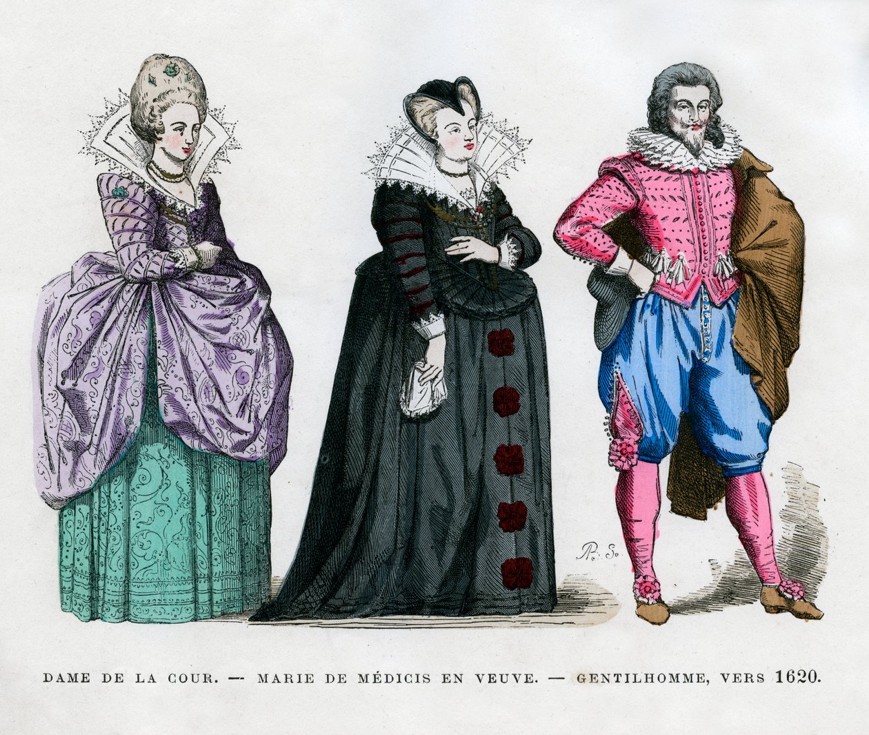 Una dama de la corte, María de Médici como viuda, y un caballero, c1620 de Unbekannt