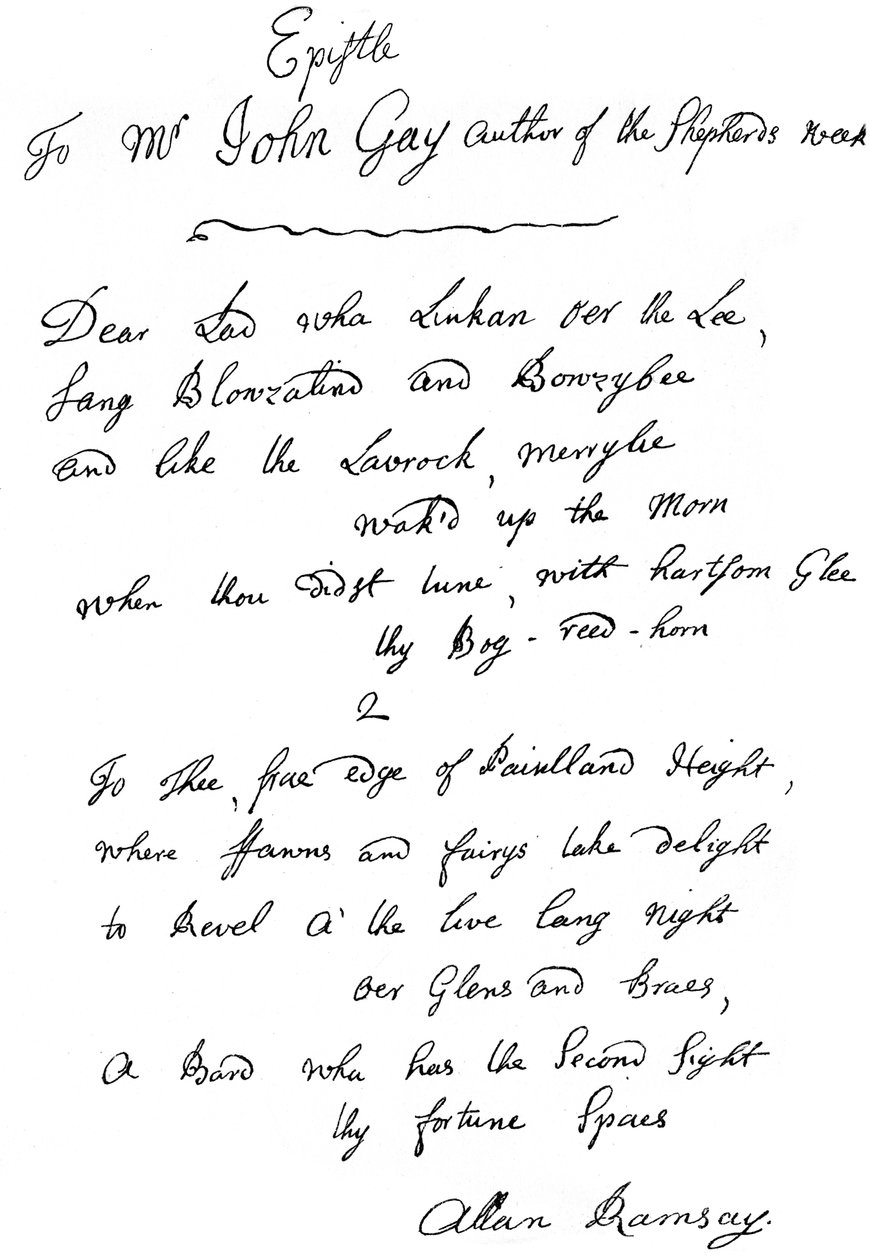 Una carta de Allan Ramsay a John Gay de Unbekannt