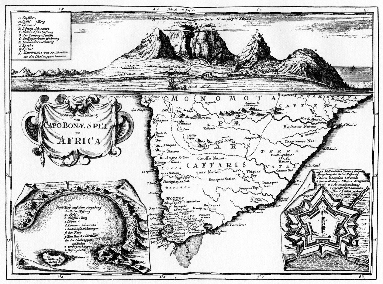 Un mapa del Cabo de Buena Esperanza, Sudáfrica, 1719 1931 de Unbekannt