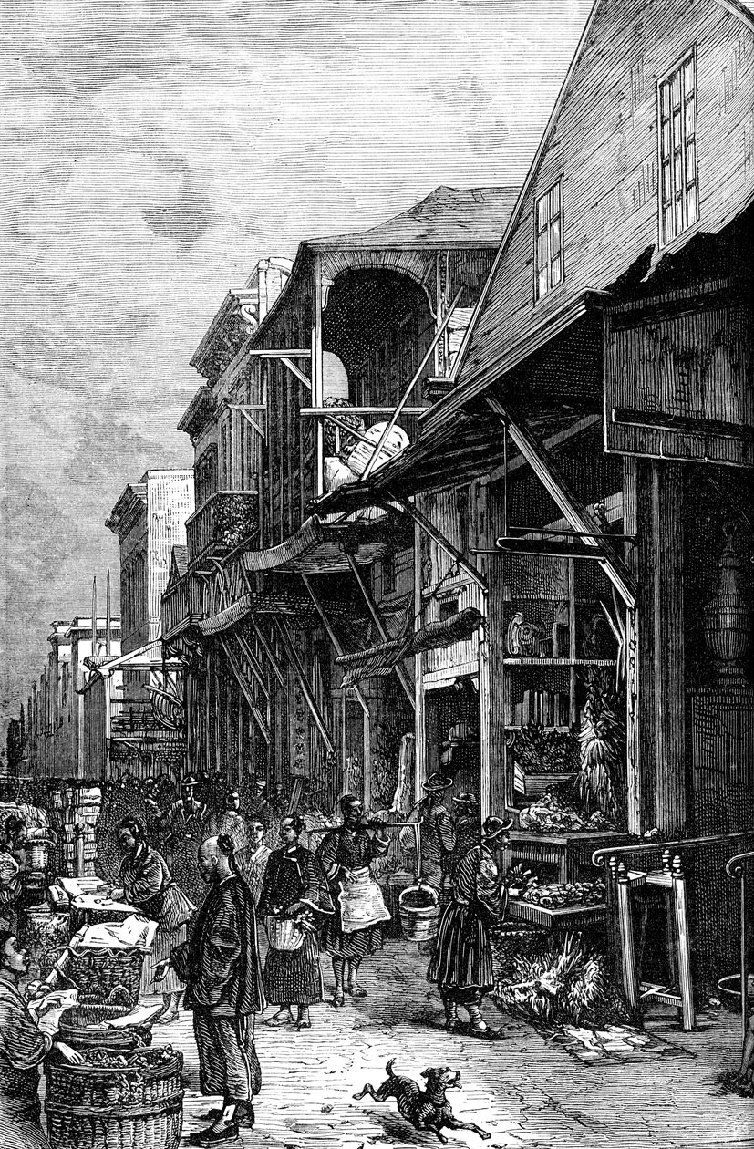 Un mercado en San Francisco, California, EE.UU., mediados del siglo XIX c. 1880 de Unbekannt