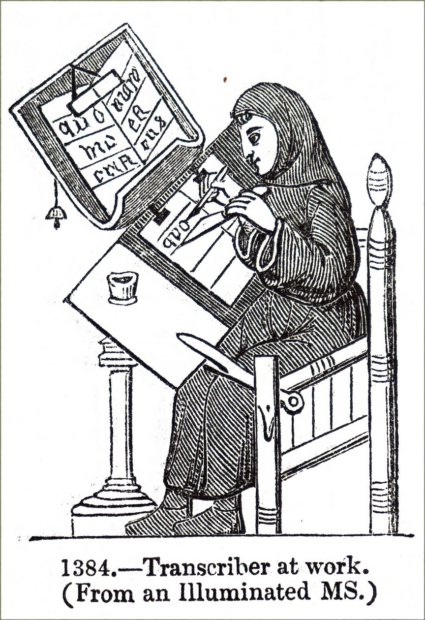 Un monje iluminando un manuscrito de Unbekannt