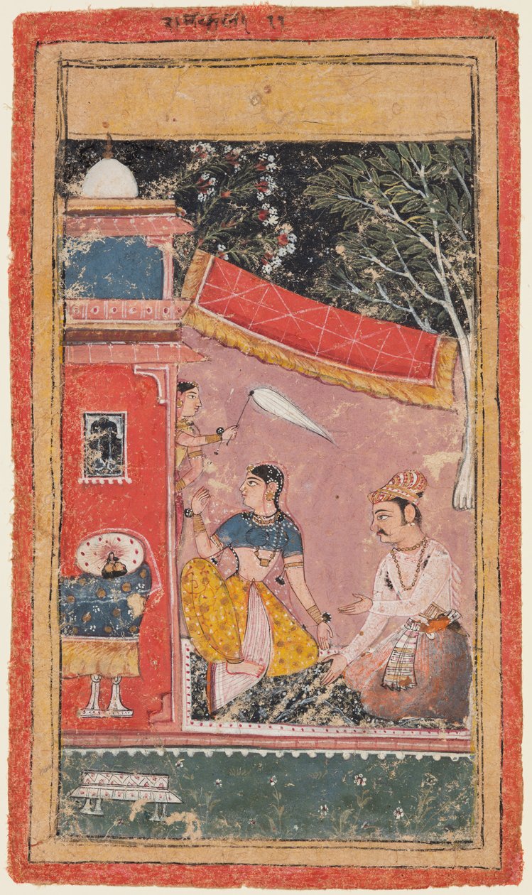 Una página de una serie Ragamala: Ramakali Ragini de Hindol Raga, c. 1610 de Unbekannt