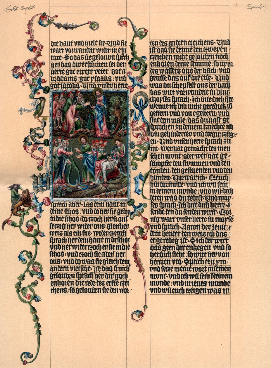 Una página de la Biblia de Wenzel, c. 1400 de Unbekannt
