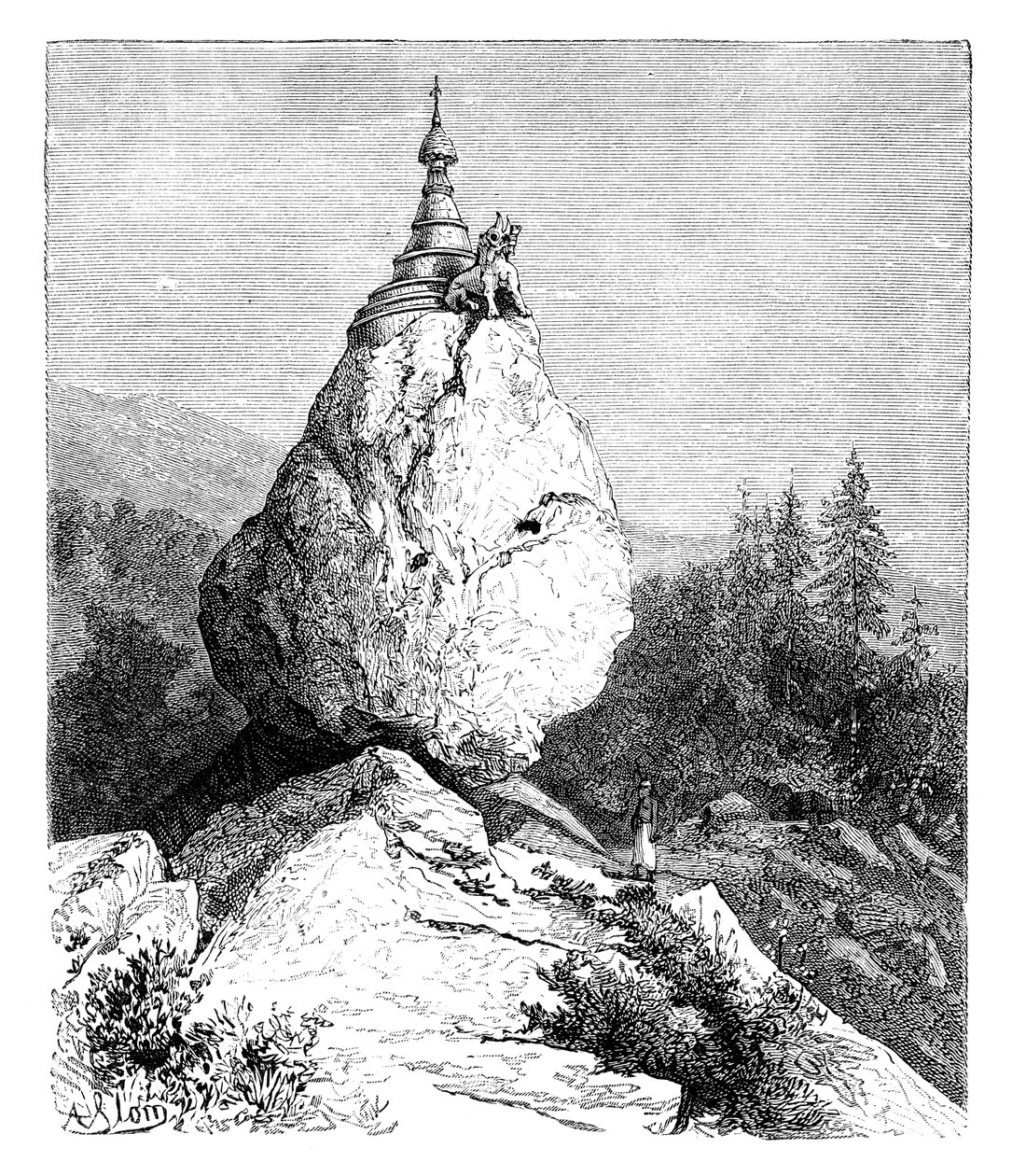 Una pagoda sobre una roca, 1895 de Unbekannt