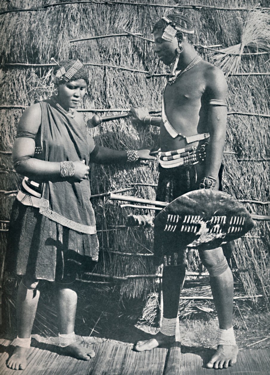 Una pareja de amantes zulúes, 1912 de Unbekannt