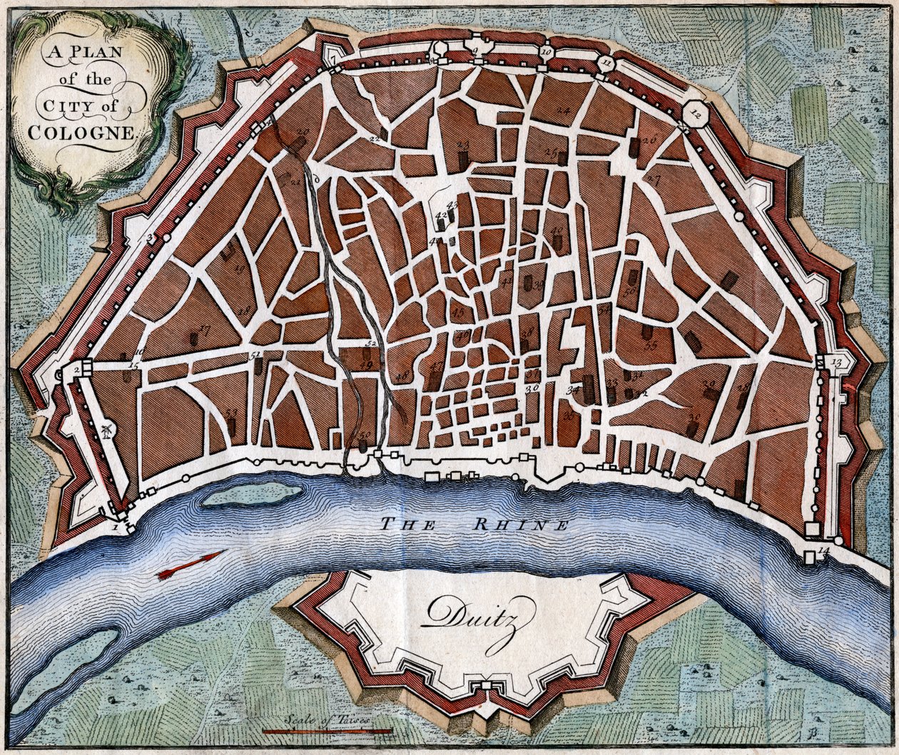 Un plano de la ciudad de Colonia de Unbekannt