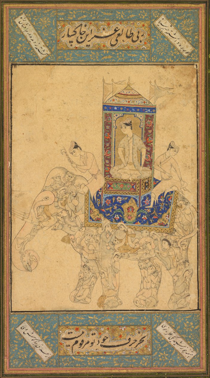 Un príncipe montando un elefante compuesto, c. 1590 de Unbekannt