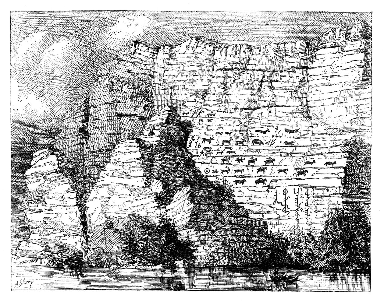 Una inscripción en roca en las orillas del río Yenisei, 1895 de Unbekannt