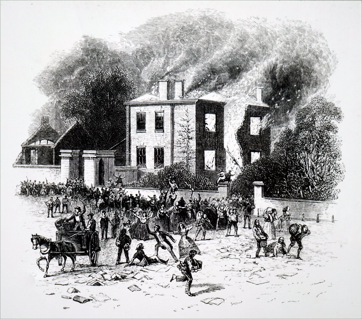 Una escena de los disturbios de Birmingham de 1791 de Unbekannt