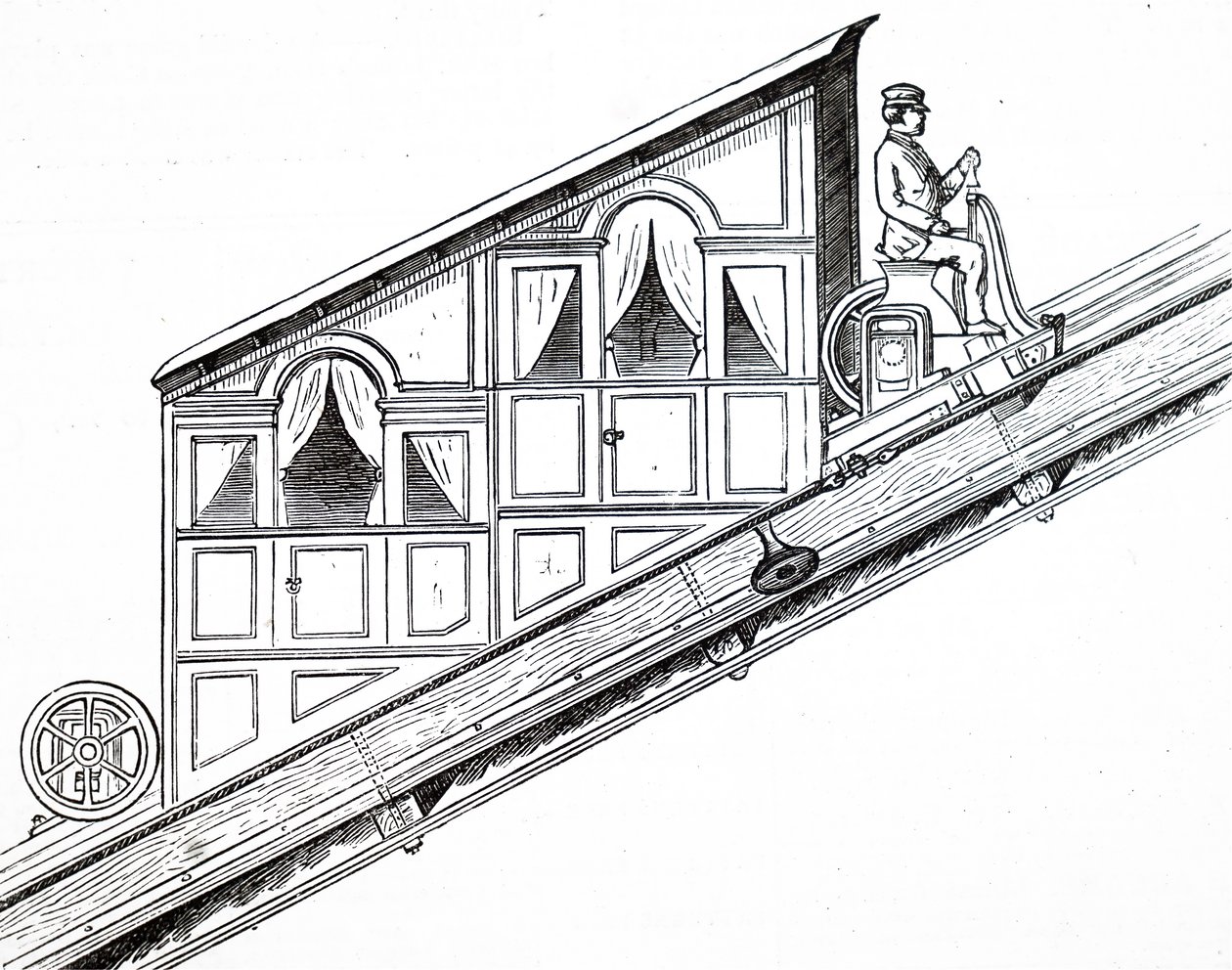 Una elevación lateral del coche en el funicular del Vesubio de Unbekannt