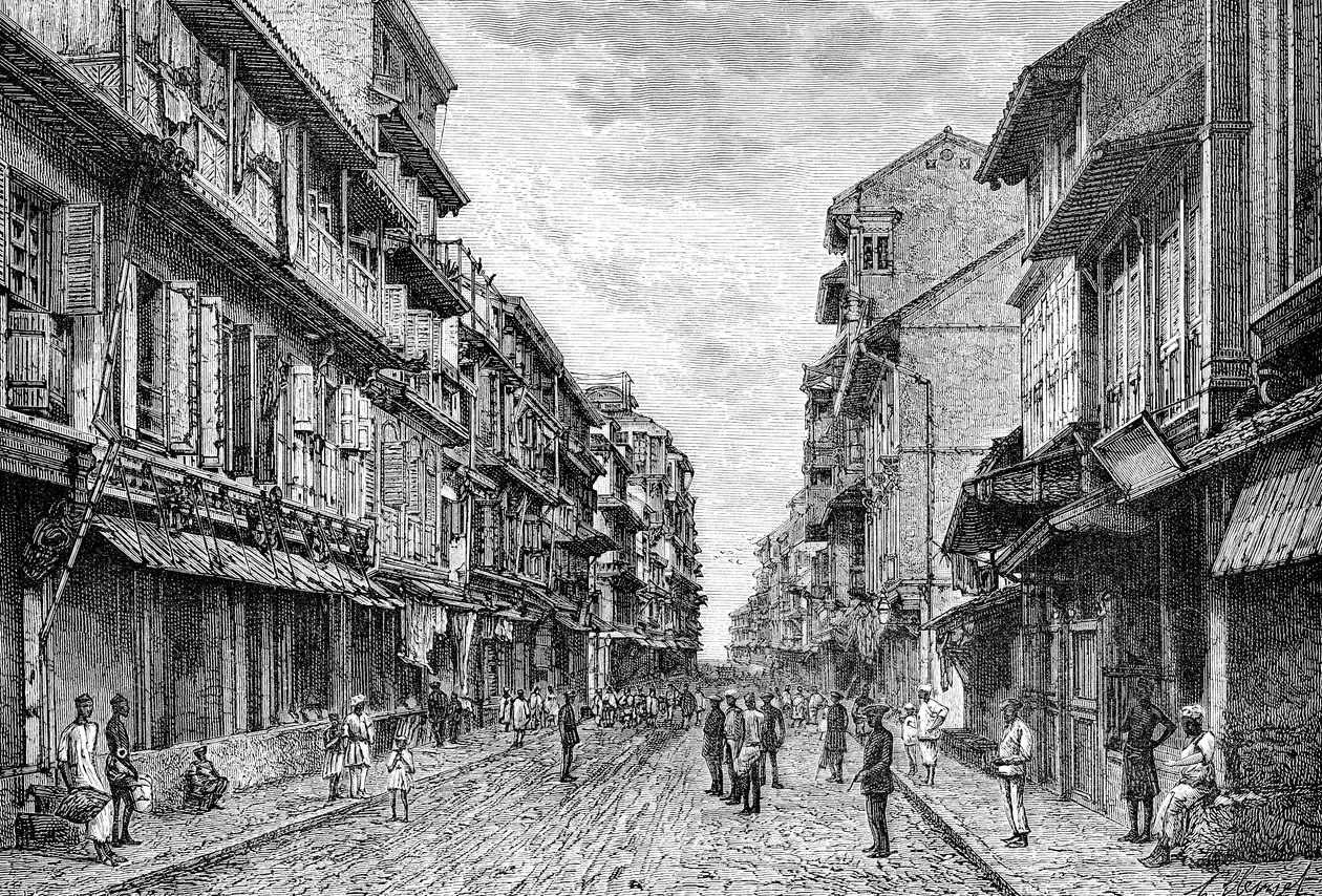 Una calle en Bombay, India, 1895 de Unbekannt