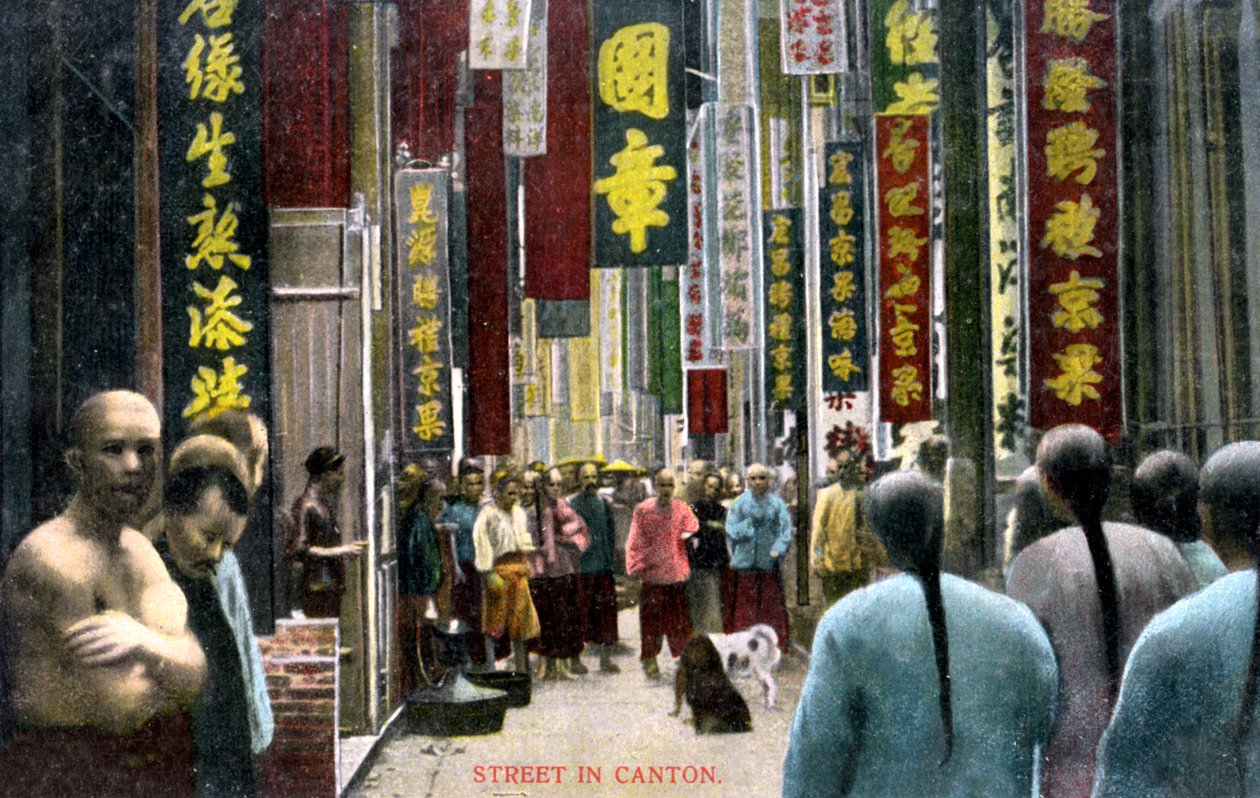 Una calle en Cantón, China, c. 1900 de Unbekannt