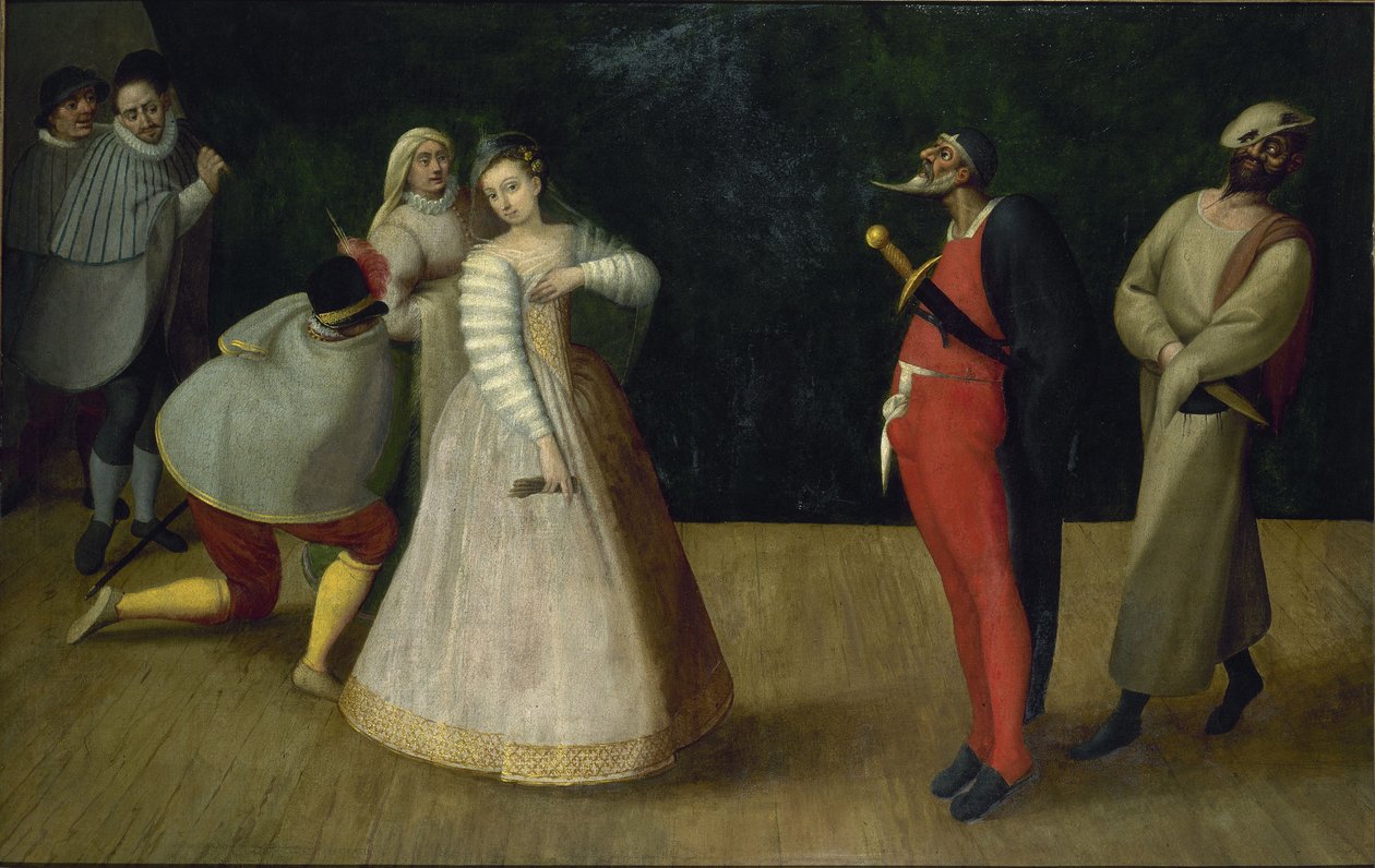 Una compañía de comediantes italianos I Gelosi, c. 1580 de Unbekannt