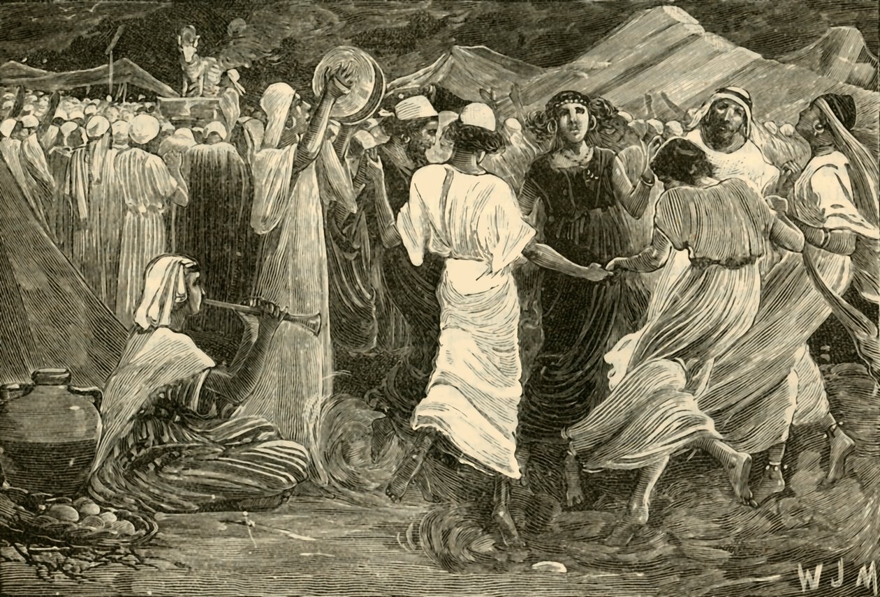 Aarón y los israelitas adorando al becerro de Unbekannt