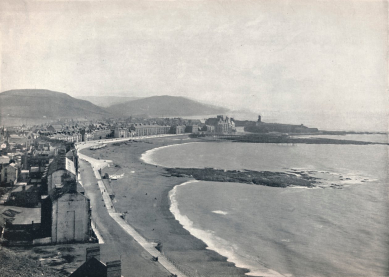 Aberystwith - Vista de la bahía, mostrando el castillo y el Colegio Universitario, 1895 de Unbekannt