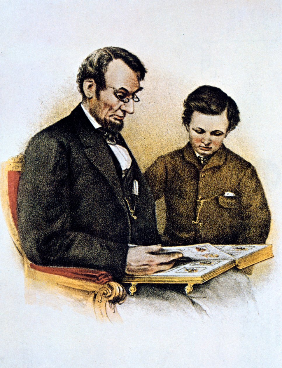 Abraham Lincoln y su hijo Tad de Unbekannt