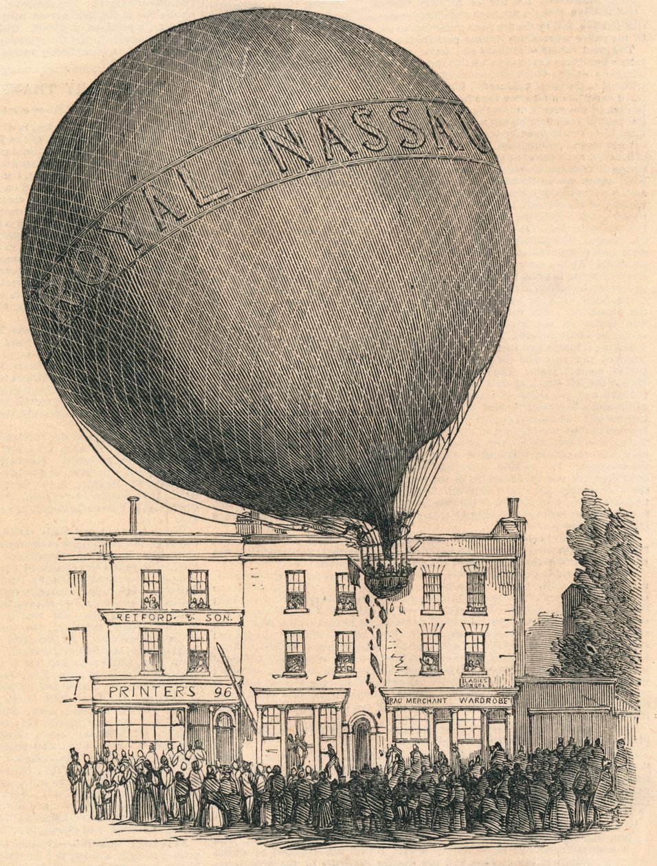 Accidente del globo Nassau en London-Road, miércoles, 1849 de Unbekannt