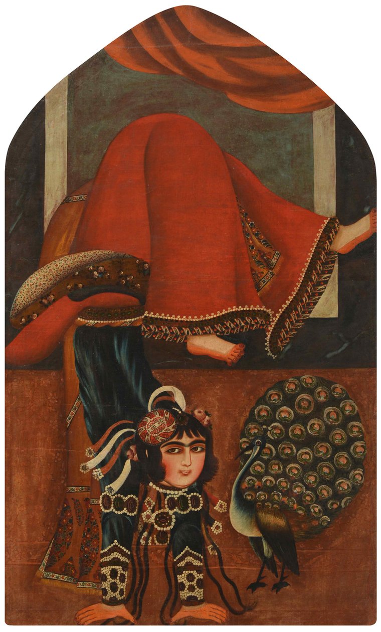 Acróbata y un pavo real, ca 1825 de Unbekannt