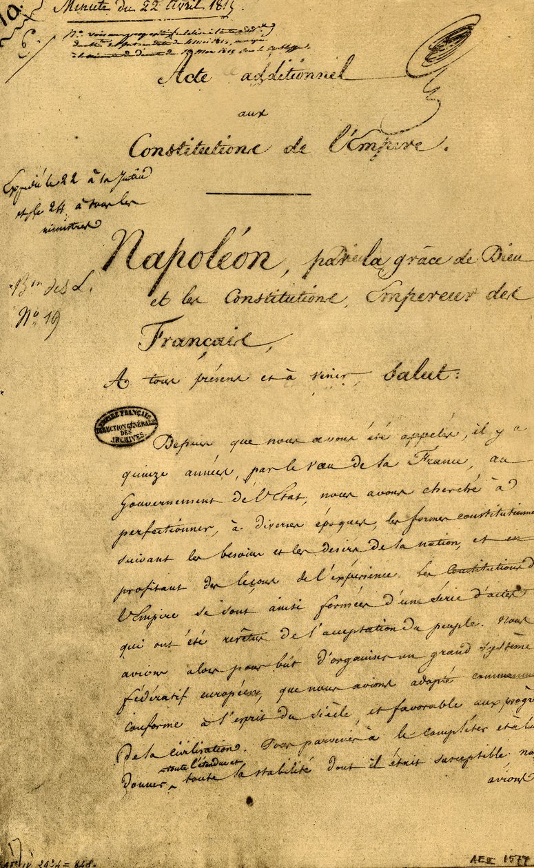 Acto adicional a las constituciones del Imperio, 22 de abril de 1815, 1921 de Unbekannt