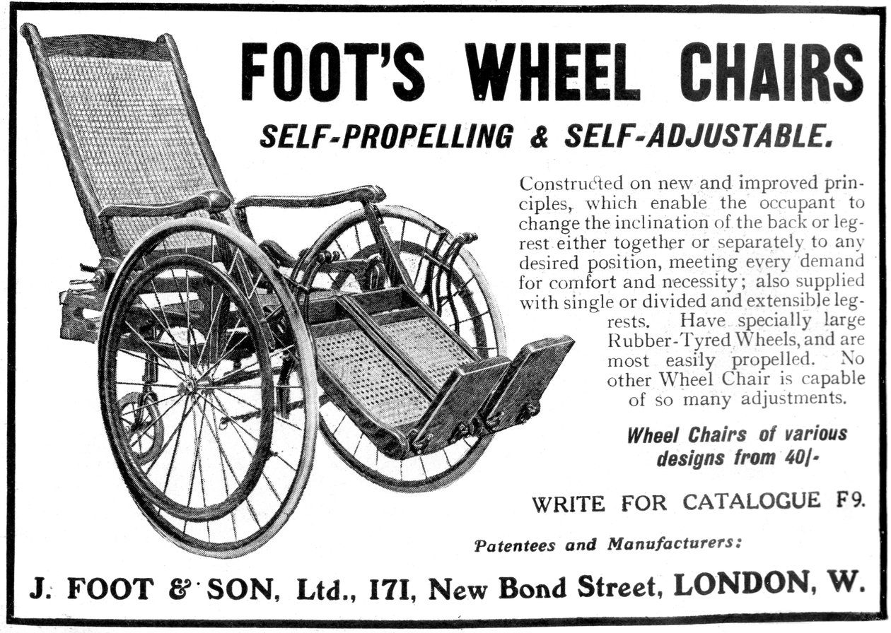 Anuncio de sillas de ruedas Foots, 1910 de Unbekannt