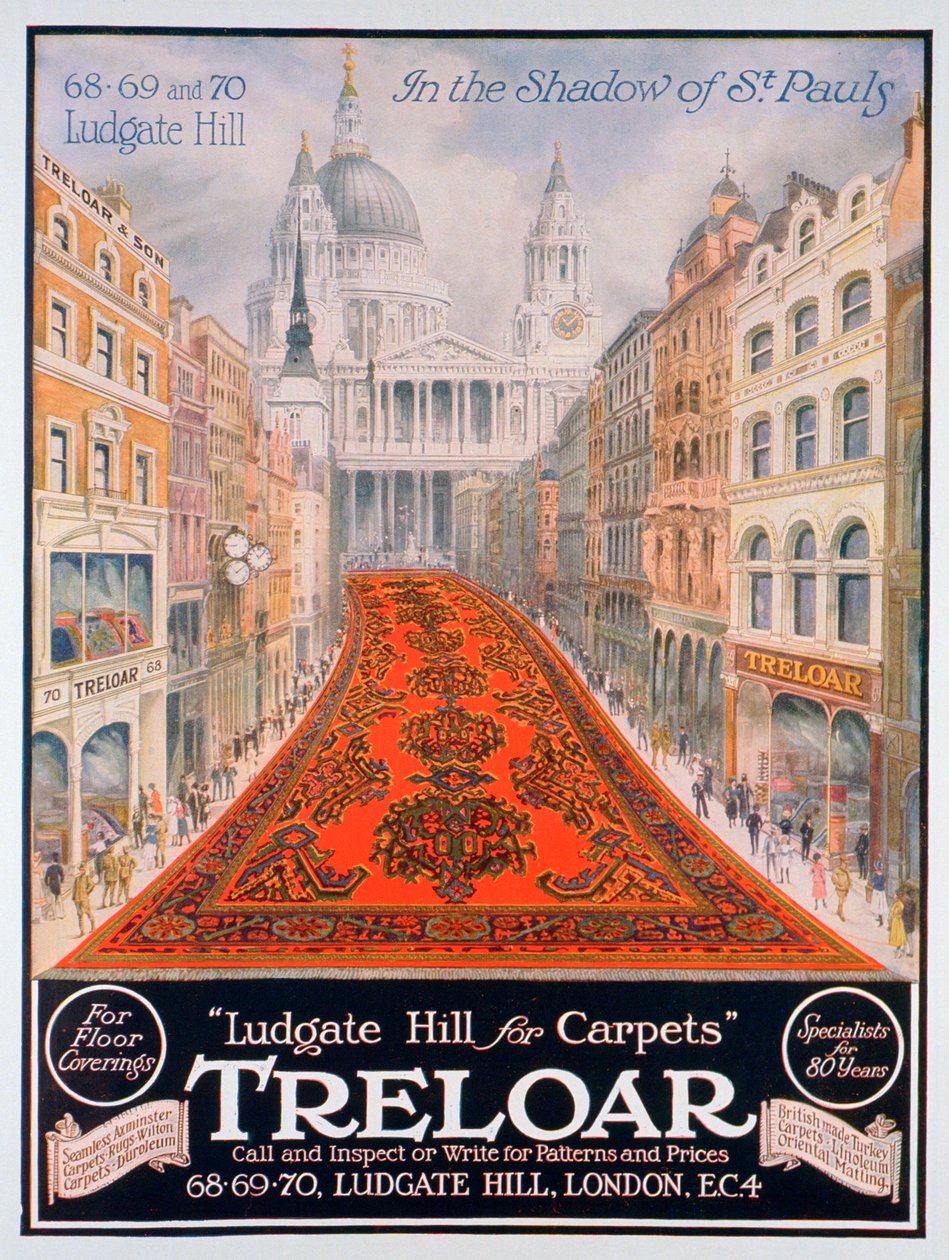 Anuncio de alfombras Treloar, 1920 de Unbekannt