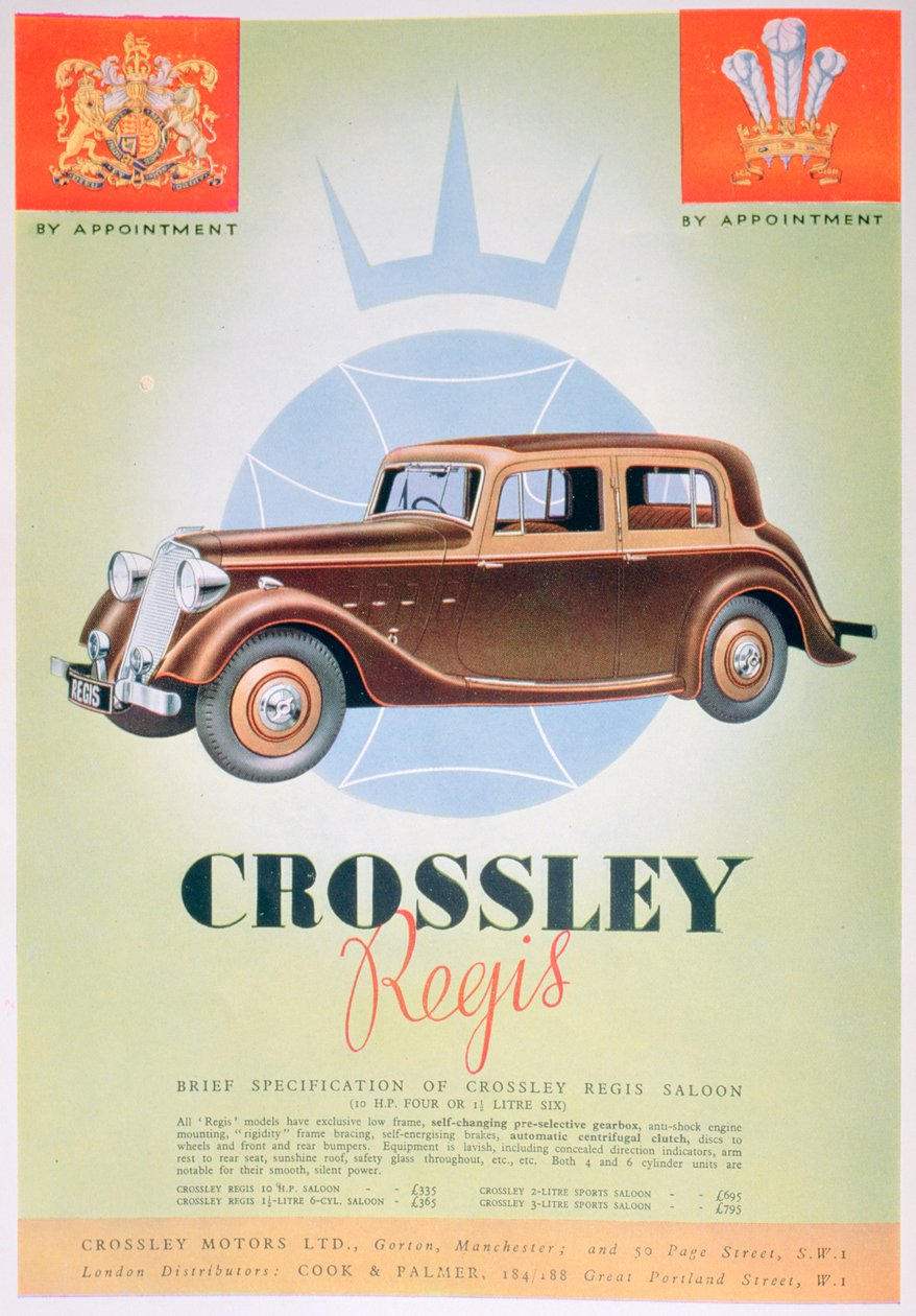 Anuncio del coche Crossley Regis, 1935 de Unbekannt