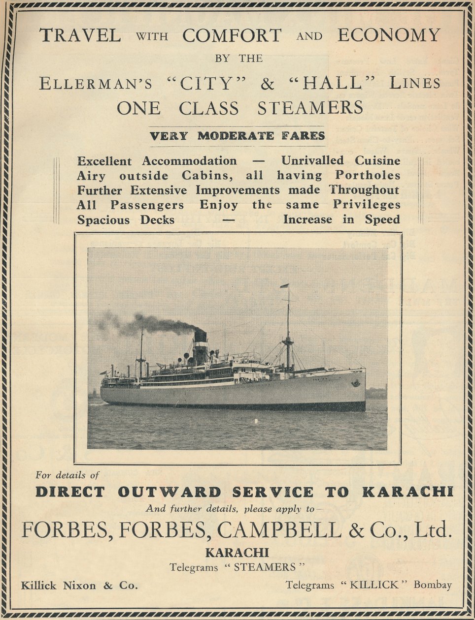 Anuncio de los vapores de Ellermans, 1936 de Unbekannt