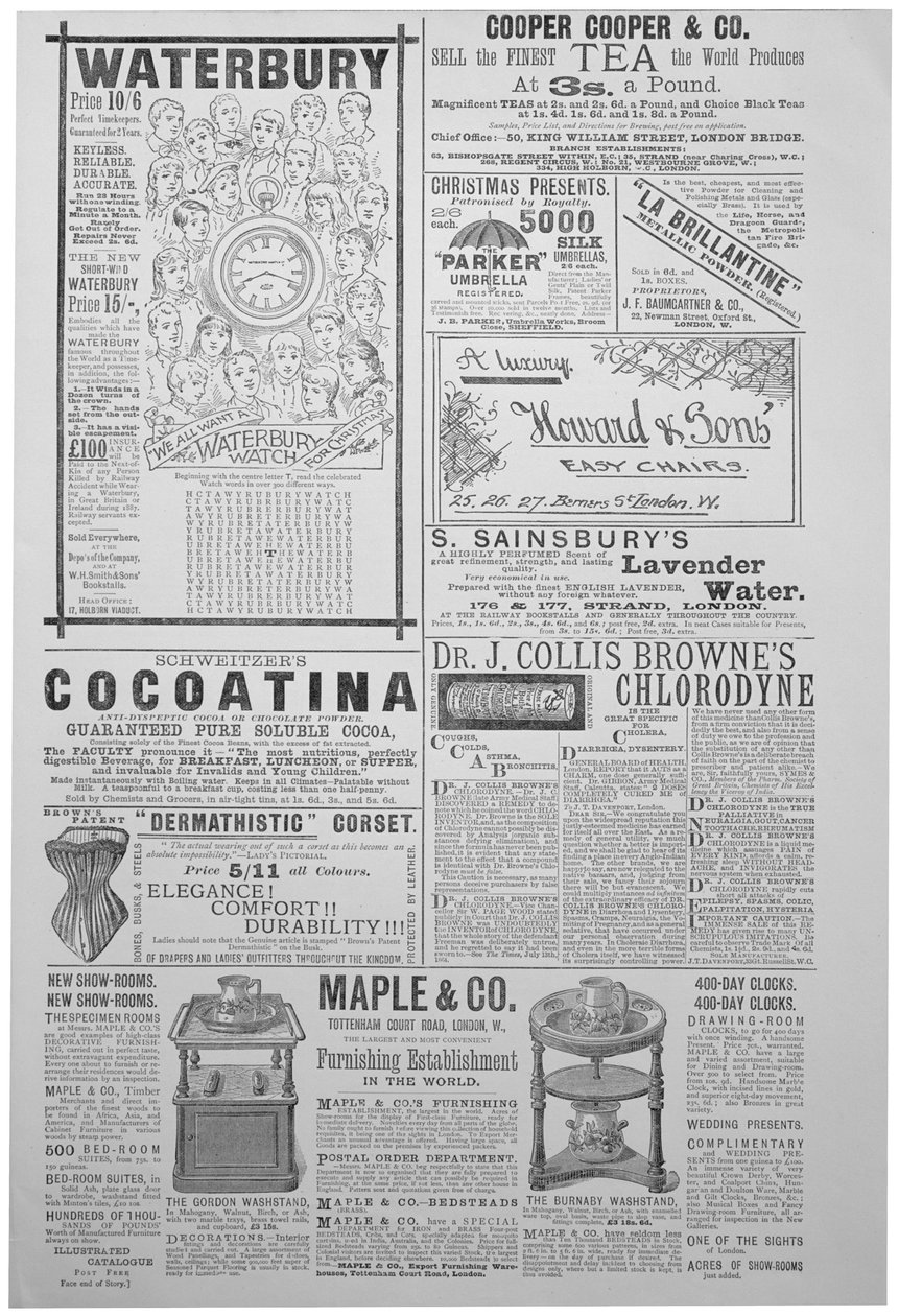 Página de publicidad de Yuletide, anuario de Navidad, 1887 de Unbekannt