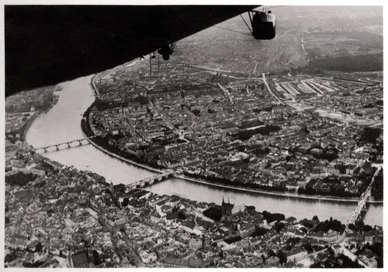 Vista aérea de Basilea, Suiza, desde un Zeppelin de Unbekannt