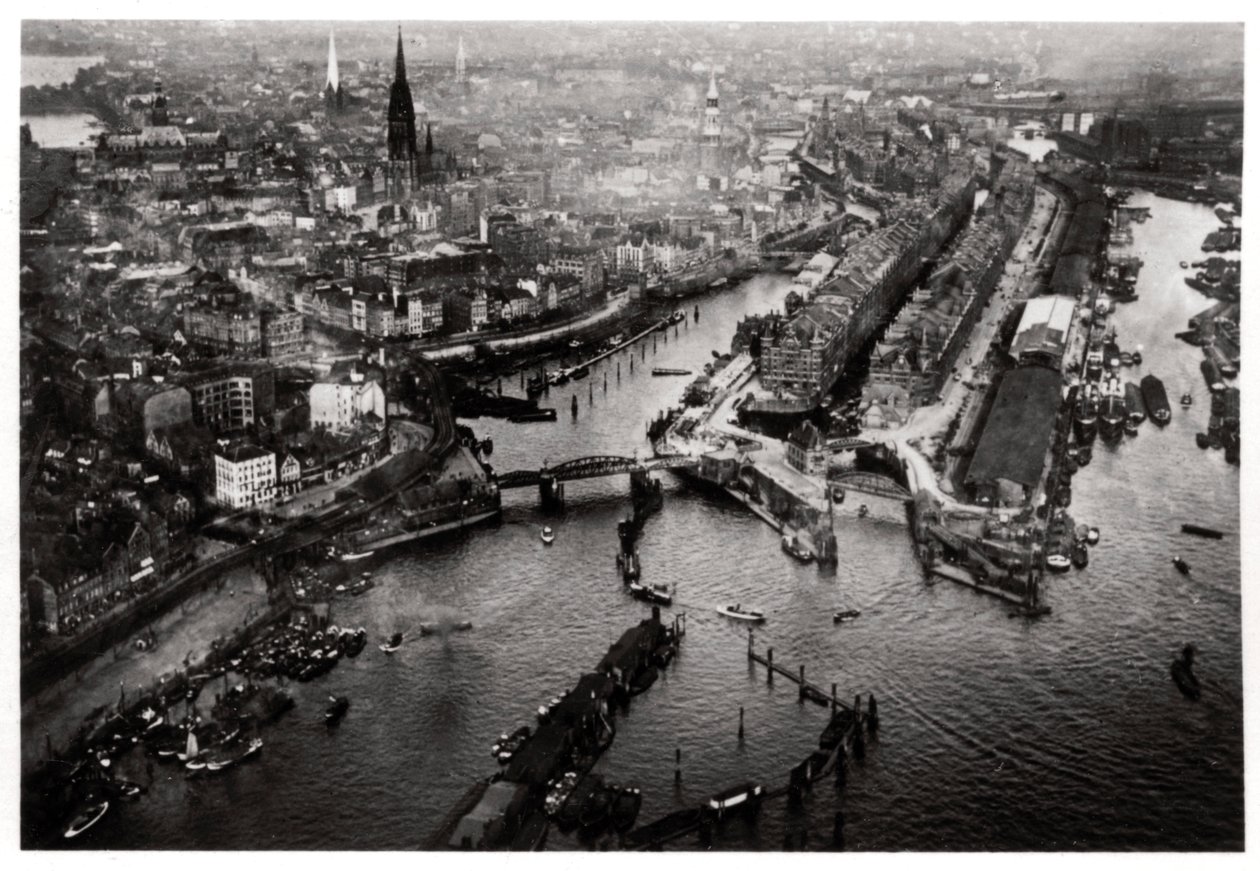 Vista aérea del puerto de Hamburgo, Alemania, desde un Zeppelin, c1931 1933 de Unbekannt