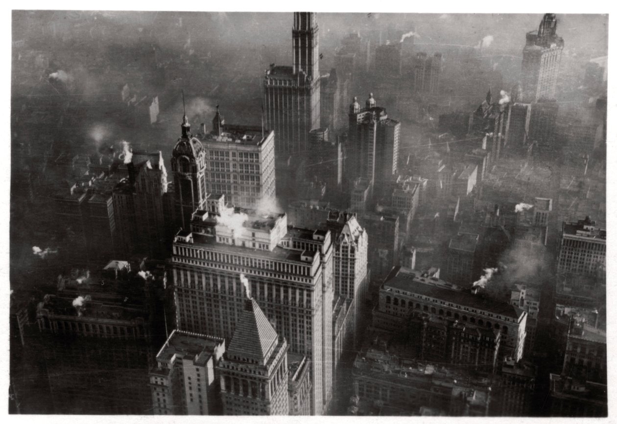 Vista aérea de Manhattan, Ciudad de Nueva York, EE.UU., desde un Zeppelin, 1928-1933 de Unbekannt