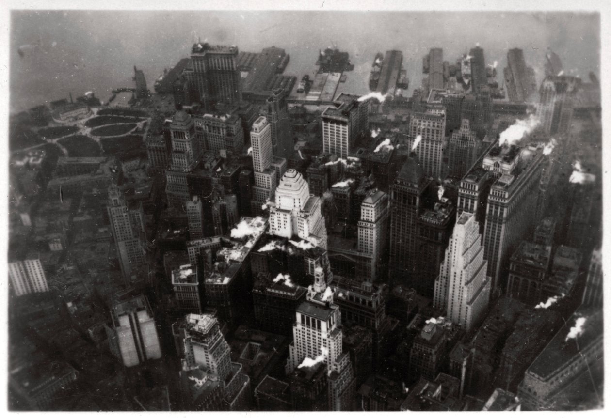 Vista aérea de Manhattan, Ciudad de Nueva York, EE.UU., desde un Zeppelin, 1928 1933 de Unbekannt