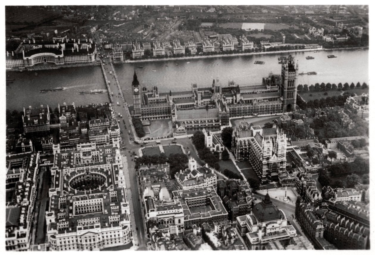 Vista aérea de Westminster, Londres, desde un Zeppelin, 1931-1933 de Unbekannt