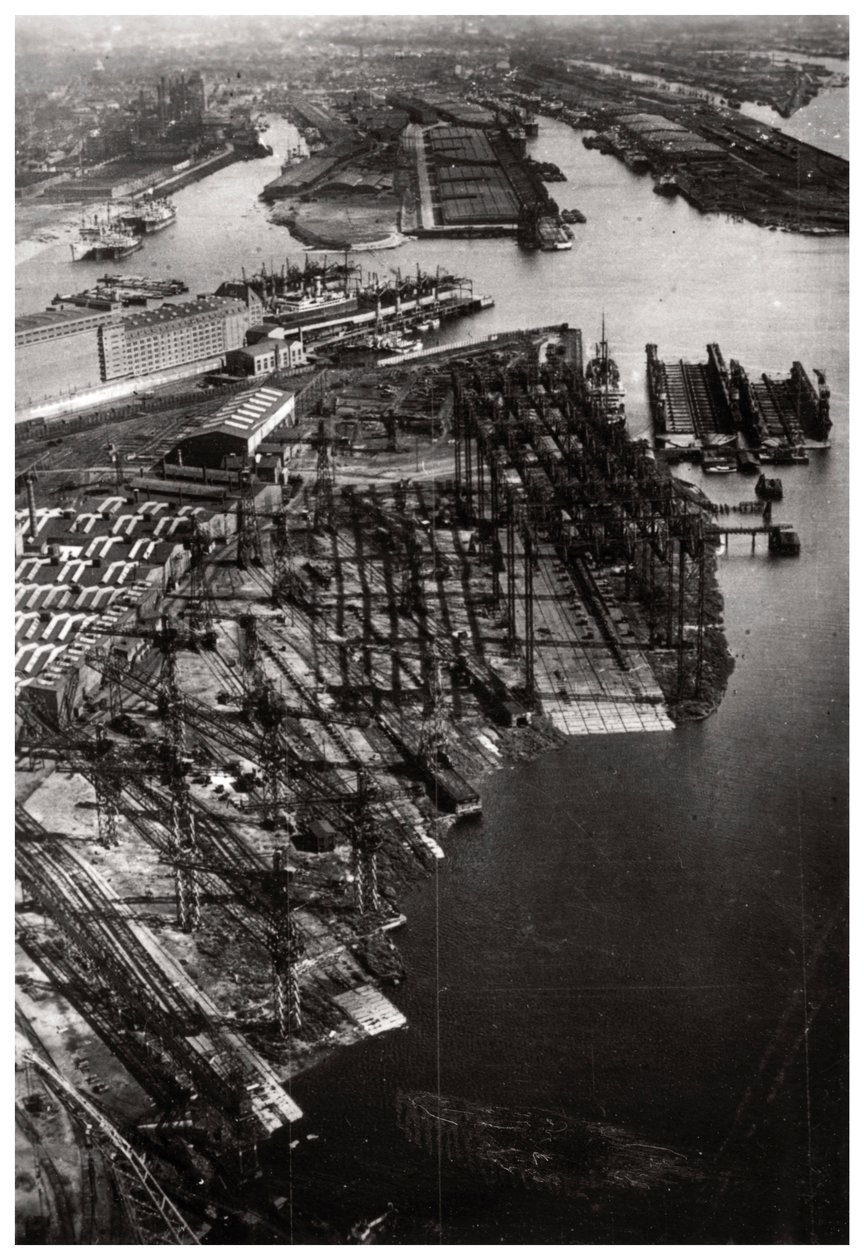 Vista aérea del astillero Bremer Vulkan, Bremen, Alemania, desde un Zeppelin, c1931 de Unbekannt