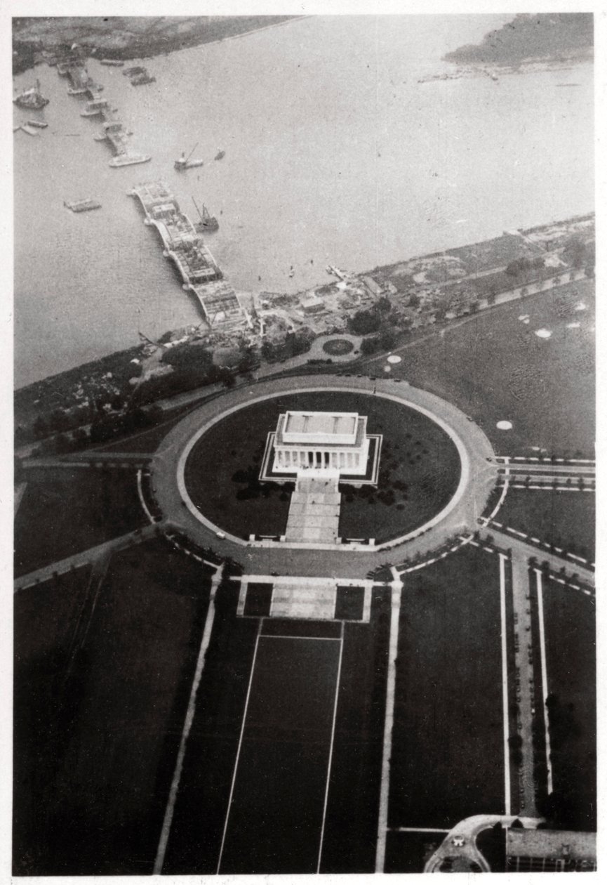 Vista aérea del Lincoln Memorial, Washington DC, EE.UU., desde un Zeppelin, 1928-1933 de Unbekannt