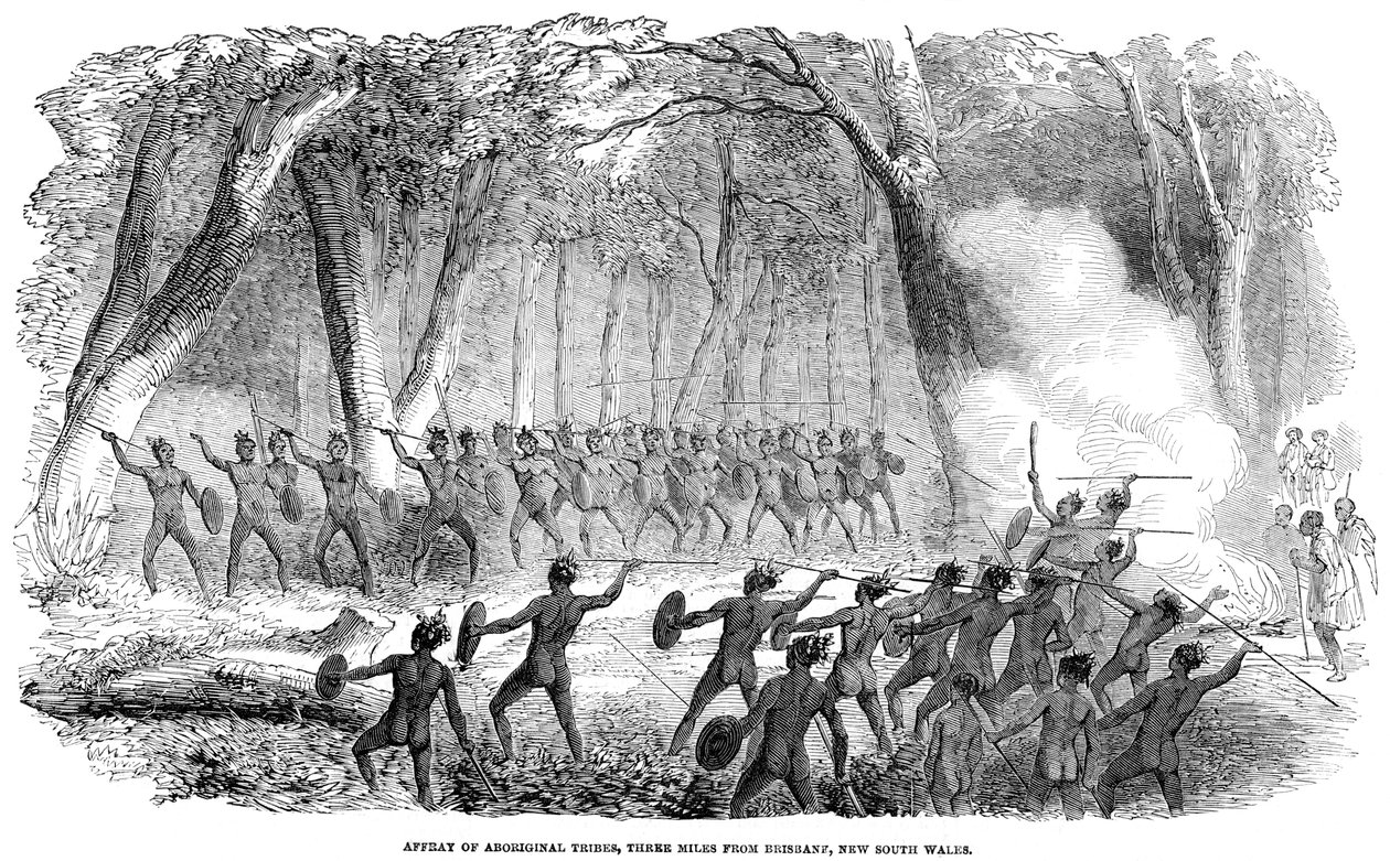 Altercado de aborígenes, a tres millas de Brisbane, Nueva Gales del Sur, 1854 de Unbekannt