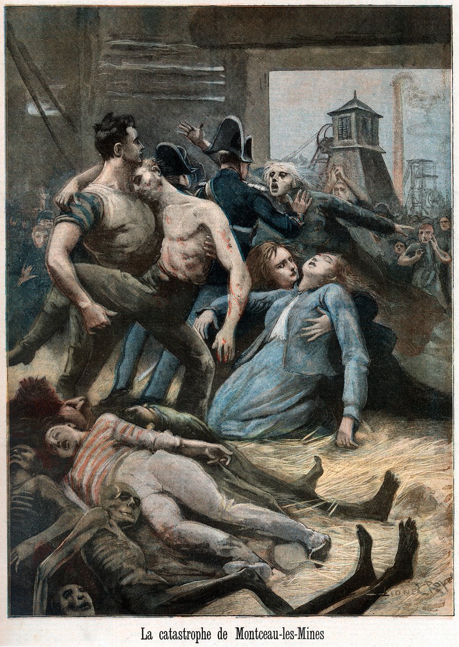 Consecuencias de un accidente minero, Montceau-les-Mines, Francia, 1895 de Unbekannt