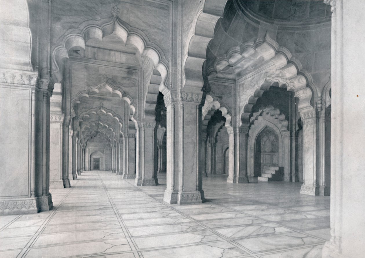 Agra. Interior de la Moti Musjid. Mezquita de Perla, c1910 de Unbekannt