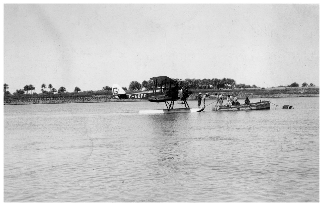 Alan Cobhams De Havilland DH50 aterrizando en el Tigris, Irak, 1926 de Unbekannt