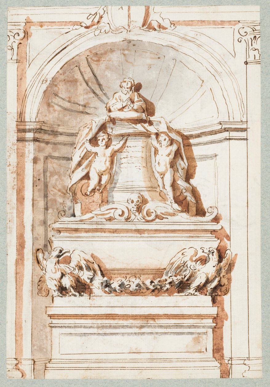 Página de álbum, un monumento funerario de Unbekannt