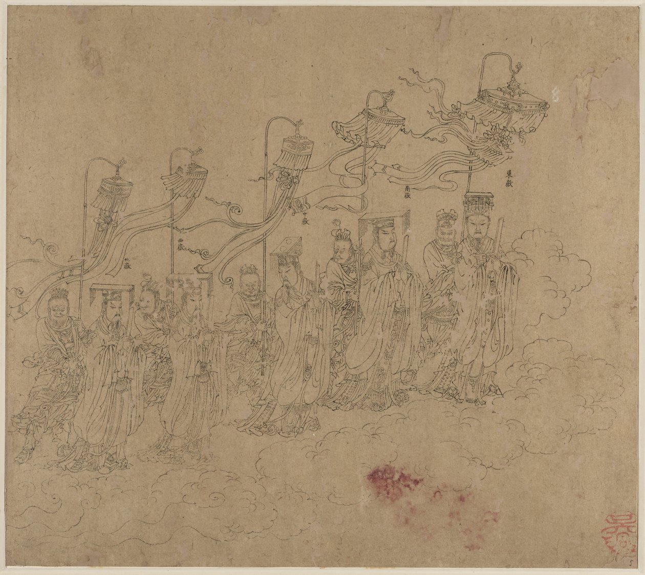 Álbum de temas taoístas y budistas: Procesión de deidades taoístas: Hoja 5, 1200s de Unbekannt