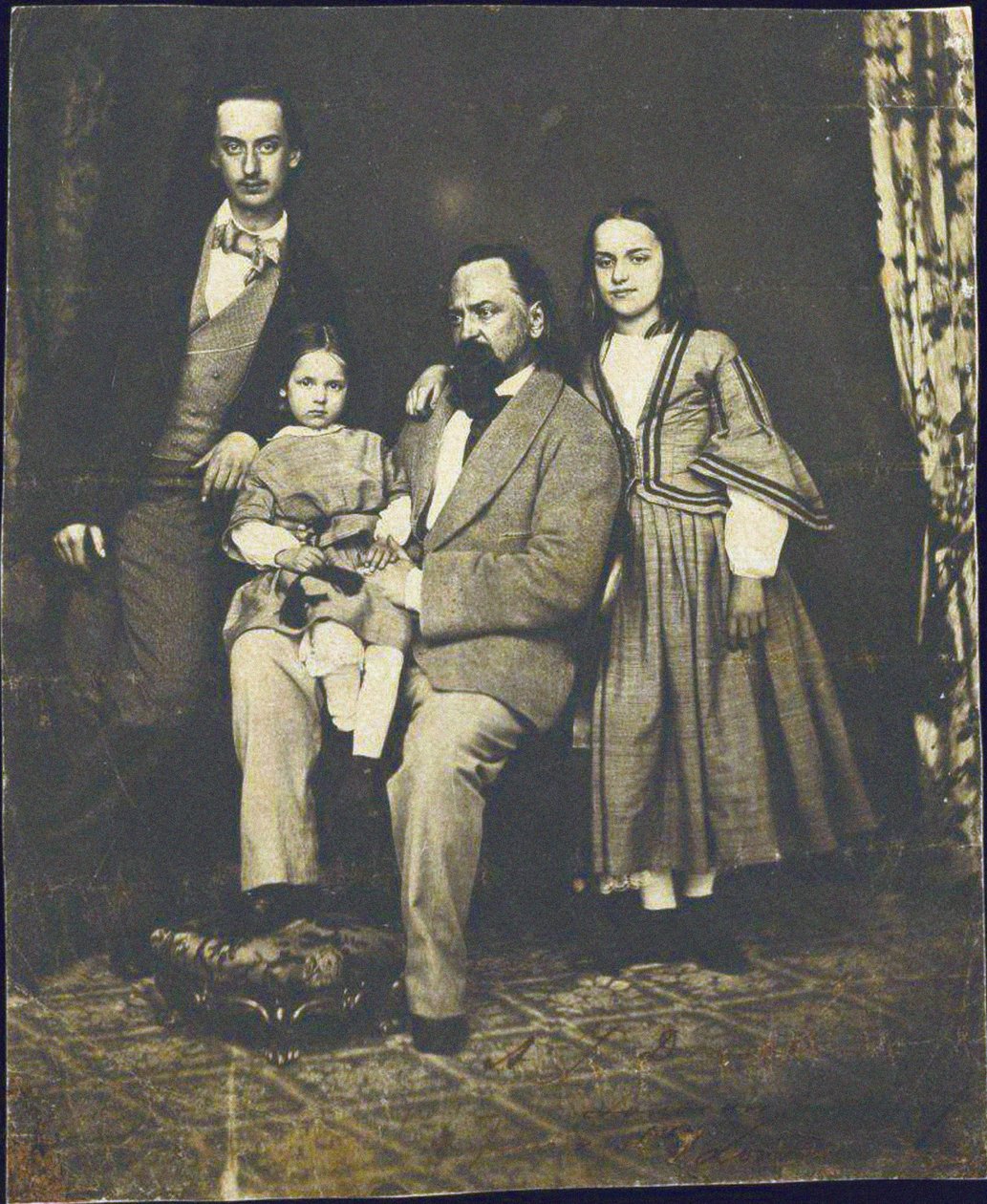 Alexander Herzen con sus hijos después de la muerte de su esposa Natalie de Unbekannt