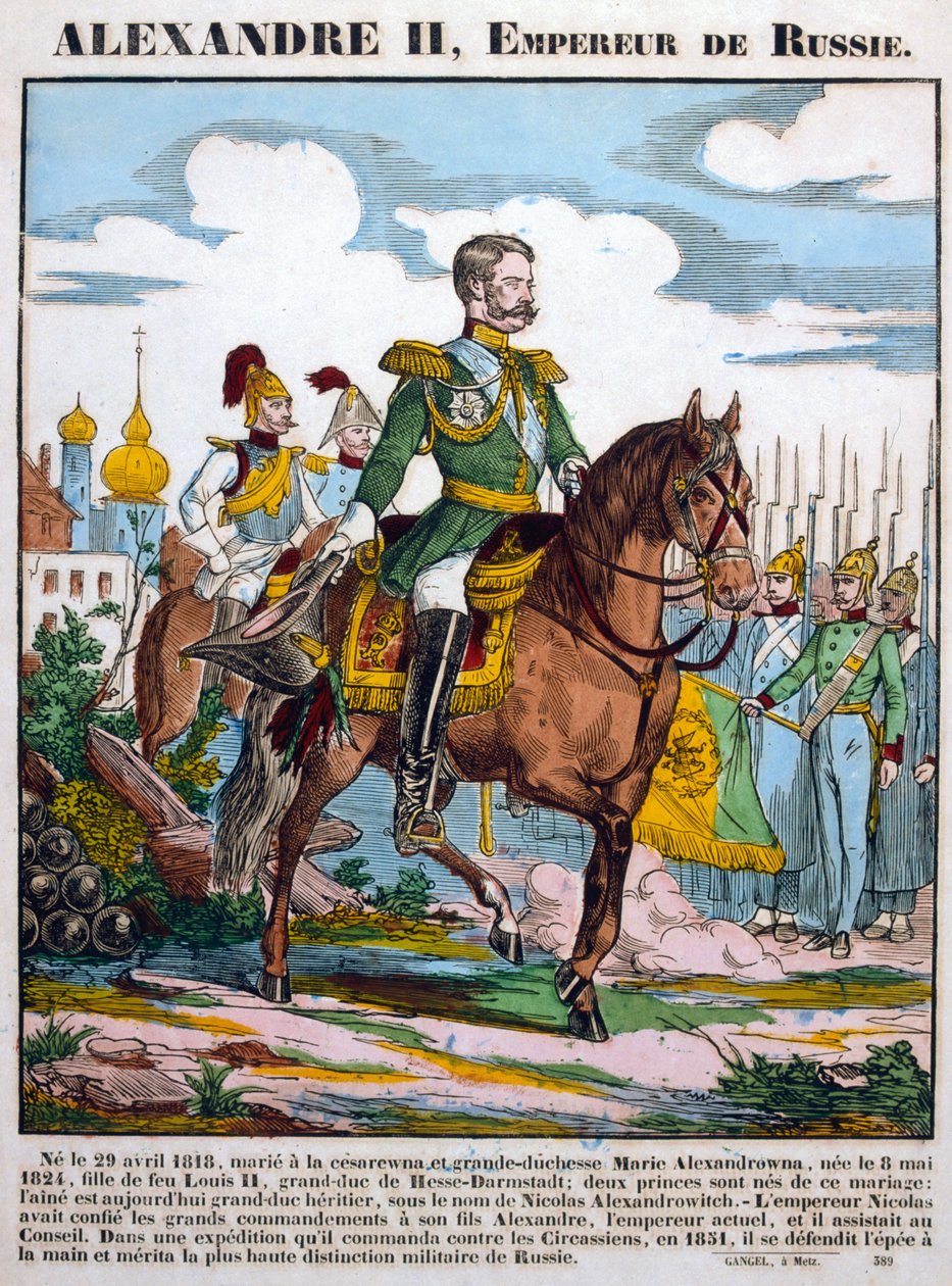 Alejandro II, Zar de Rusia, revisando tropas, c1855 de Unbekannt