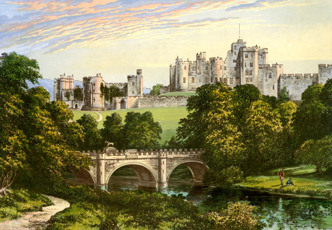 Castillo de Alnwick, Northumberland, hogar del Duque de Northumberland, c. 1880 de Unbekannt