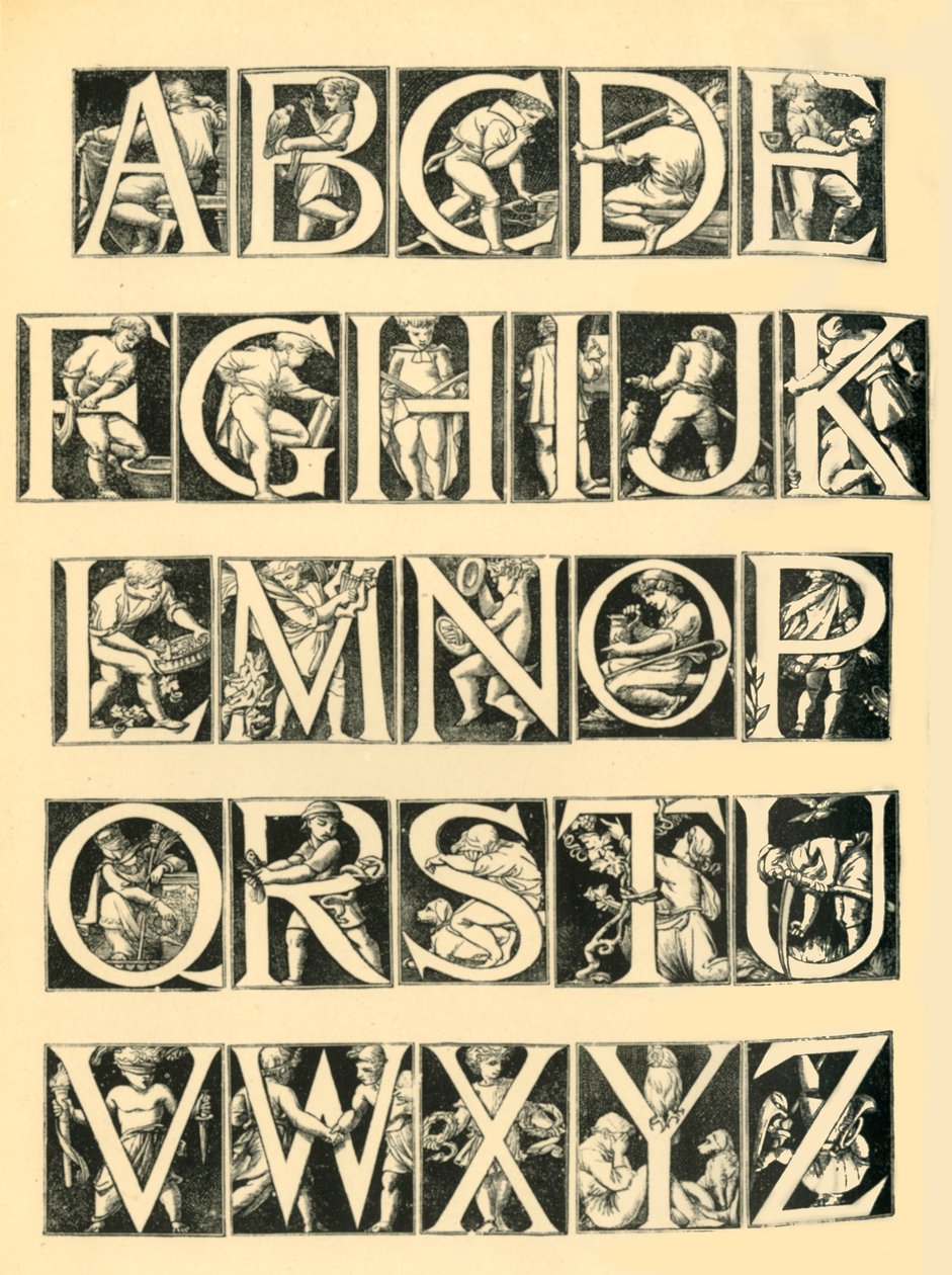 Diseño de alfabeto para azulejos, 1864, 1881 de Unbekannt